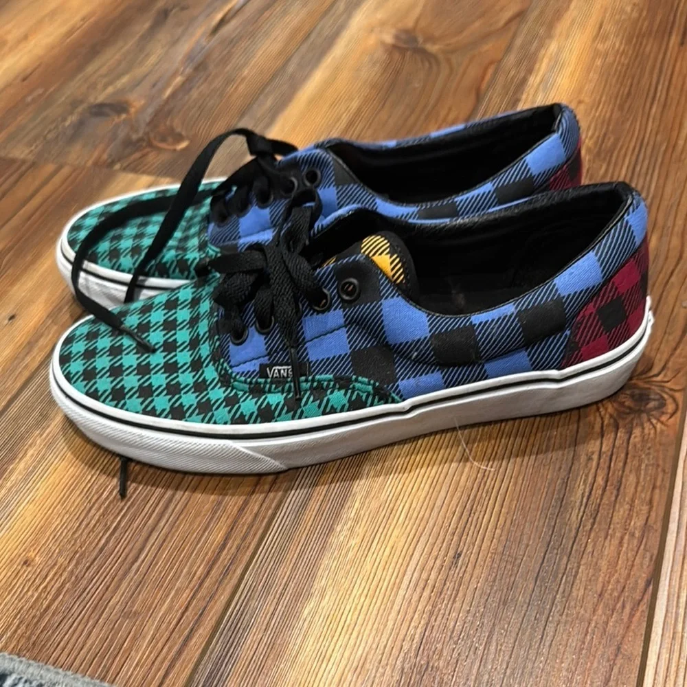 Vans Checkered Sneakers in Green, Blue, and Red